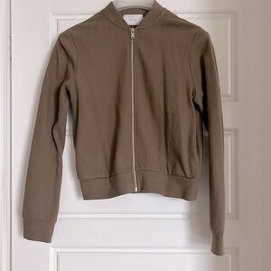 OAK + FORT zippered sweater - bomber style (tan/brown)